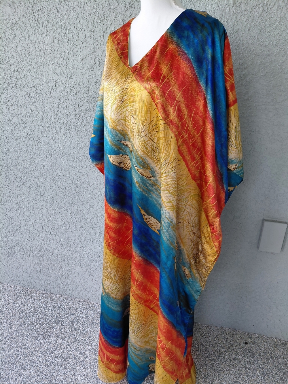 Winlar Colorblock Beach Cover-Up - Blue, Red, Gold